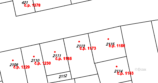 Žižkov 1173, Praha na parcele st. 2113 v KÚ Žižkov, Katastrální mapa
