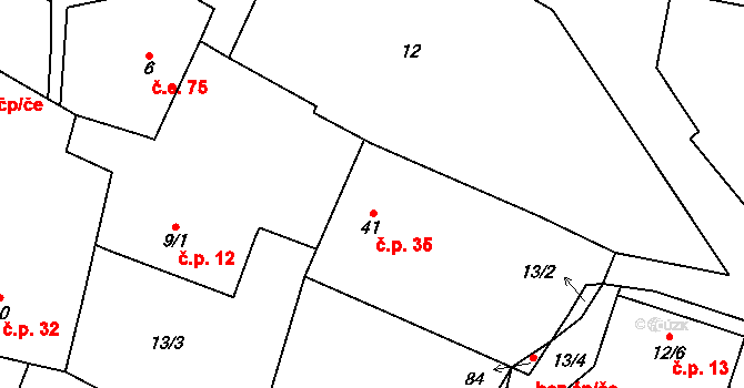 Líchovy 35, Dublovice na parcele st. 41 v KÚ Líchovy, Katastrální mapa