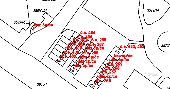 Šlapanice 268 na parcele st. 3722 v KÚ Šlapanice u Brna, Katastrální mapa