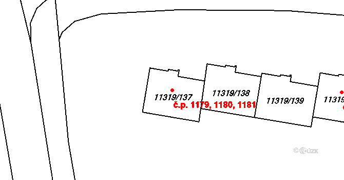 Severní Předměstí 1179,1180,1181, Plzeň na parcele st. 11319/139 v KÚ Plzeň, Katastrální mapa