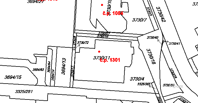 Lutyně 1301, Orlová na parcele st. 3730/11 v KÚ Horní Lutyně, Katastrální mapa
