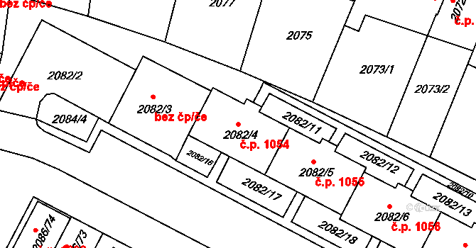 Jemnice 1054 na parcele st. 2082/4 v KÚ Jemnice, Katastrální mapa