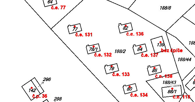 Boňkov 132 na parcele st. 78/1 v KÚ Boňkov, Katastrální mapa