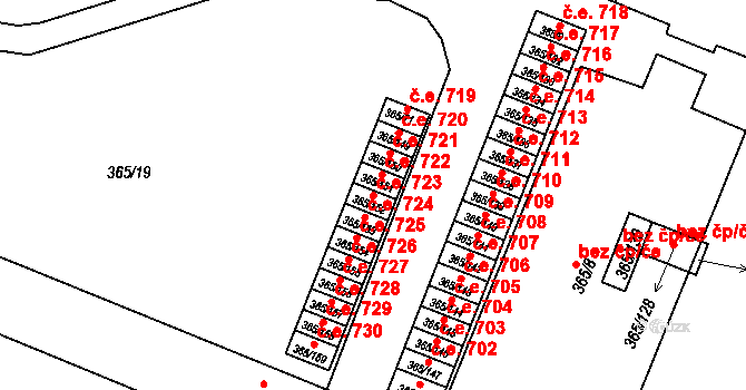 Tušimice 723, Kadaň na parcele st. 365/152 v KÚ Tušimice, Katastrální mapa