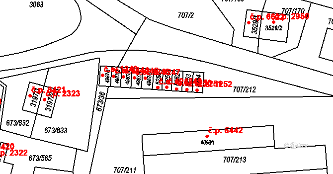 Zlín 1249 na parcele st. 5251 v KÚ Zlín, Katastrální mapa