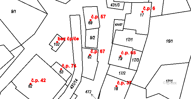Sulkovec 67 na parcele st. 82 v KÚ Sulkovec, Katastrální mapa