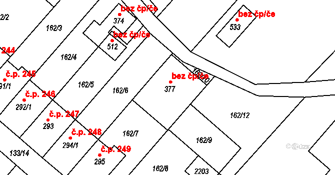 Bohdalov 39581756 na parcele st. 377 v KÚ Bohdalov, Katastrální mapa