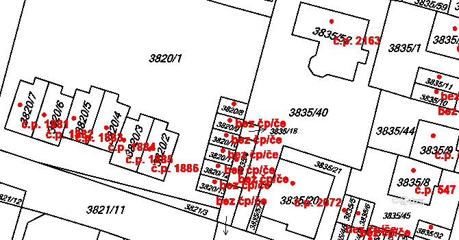 Litoměřice 41090756 na parcele st. 3820/9 v KÚ Litoměřice, Katastrální mapa