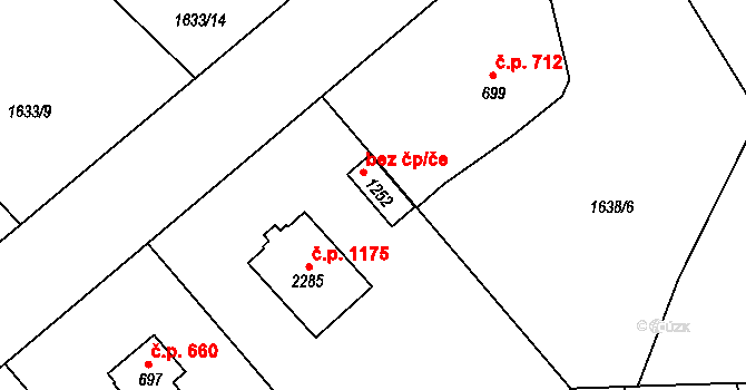 Unhošť 44417756 na parcele st. 1252 v KÚ Unhošť, Katastrální mapa