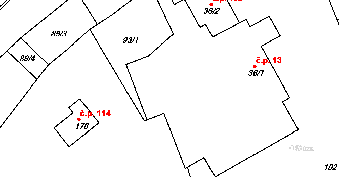 Leskovec 13, Březová na parcele st. 36/1 v KÚ Leskovec u Vítkova, Katastrální mapa
