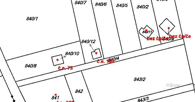 Bludovice 109, Havířov na parcele st. 840/12 v KÚ Bludovice, Katastrální mapa