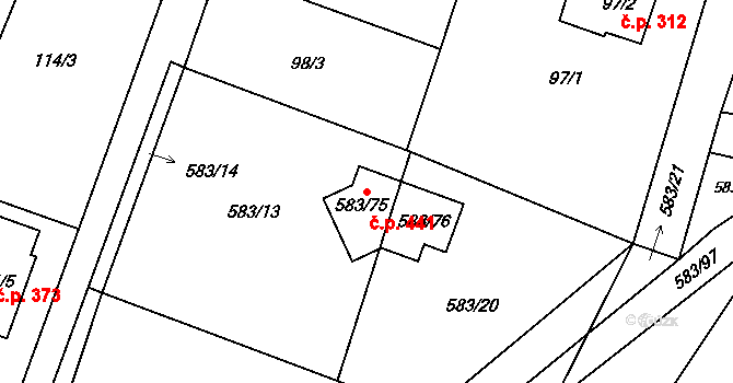 Chotíkov 441 na parcele st. 583/75 v KÚ Chotíkov, Katastrální mapa