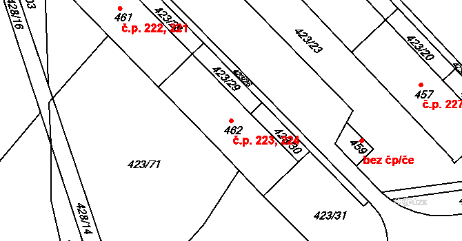 Prachovice 223,224 na parcele st. 462 v KÚ Prachovice, Katastrální mapa