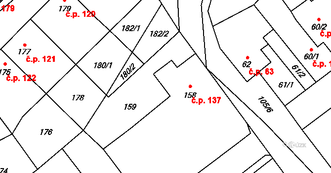 Svinařov 137 na parcele st. 158 v KÚ Svinařov u Kladna, Katastrální mapa