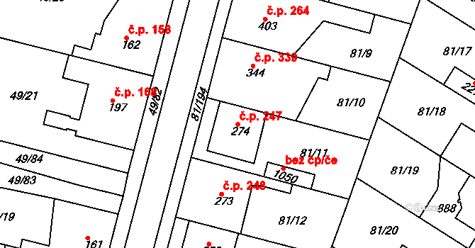 Lobeček 247, Kralupy nad Vltavou na parcele st. 274 v KÚ Lobeček, Katastrální mapa