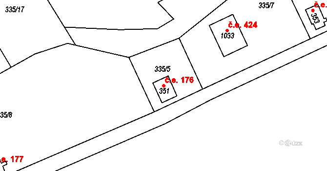 Čisovice 176 na parcele st. 351 v KÚ Čisovice, Katastrální mapa