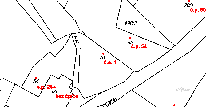 Holkovice 1, Chanovice na parcele st. 51 v KÚ Holkovice, Katastrální mapa