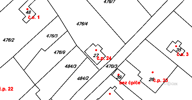 Lučice 24, Chudenice na parcele st. 27 v KÚ Lučice u Chudenic, Katastrální mapa