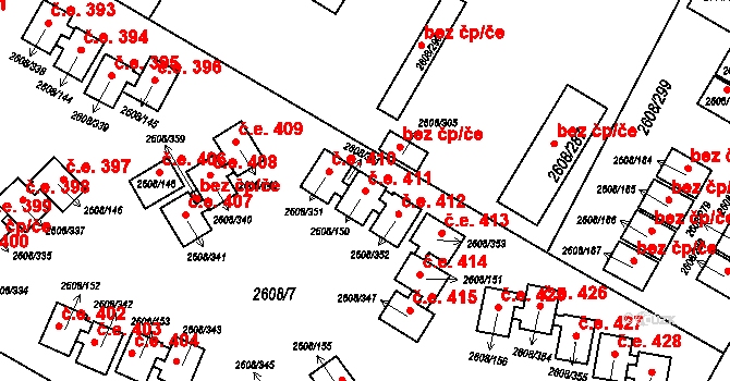 Staré Splavy 411, Doksy na parcele st. 2608/150 v KÚ Doksy u Máchova jezera, Katastrální mapa