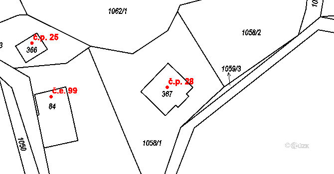 Nová Ves 28, Lešany na parcele st. 367 v KÚ Lešany nad Sázavou, Katastrální mapa