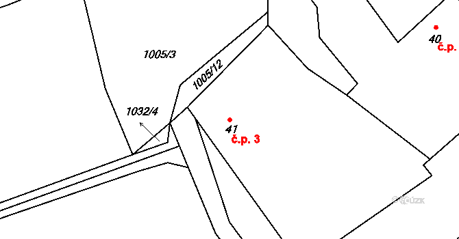 Kyjov 3, Buřenice na parcele st. 41 v KÚ Kyjov u Buřenic, Katastrální mapa