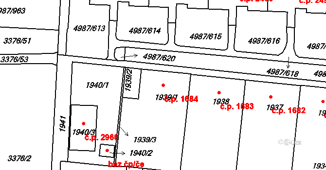 Louny 1684 na parcele st. 1939/1 v KÚ Louny, Katastrální mapa