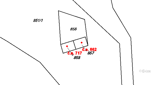 Štítary 662 na parcele st. 857 v KÚ Štítary na Moravě, Katastrální mapa