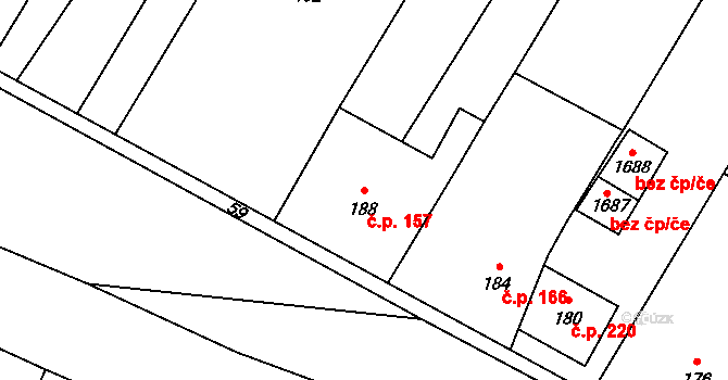 Přerov XII-Žeravice 157, Přerov na parcele st. 188 v KÚ Žeravice, Katastrální mapa