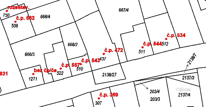 Lišov 472 na parcele st. 437 v KÚ Lišov, Katastrální mapa