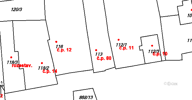 Lipolec 80, Dačice na parcele st. 113 v KÚ Lipolec, Katastrální mapa
