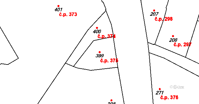 Malá Strana 375, Praha na parcele st. 399 v KÚ Malá Strana, Katastrální mapa
