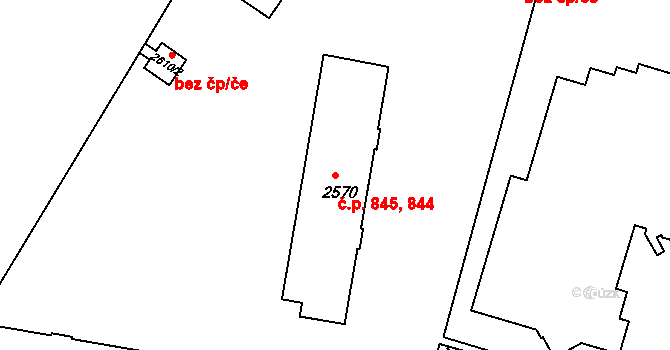 České Budějovice 3 844,845, České Budějovice na parcele st. 2570 v KÚ České Budějovice 3, Katastrální mapa
