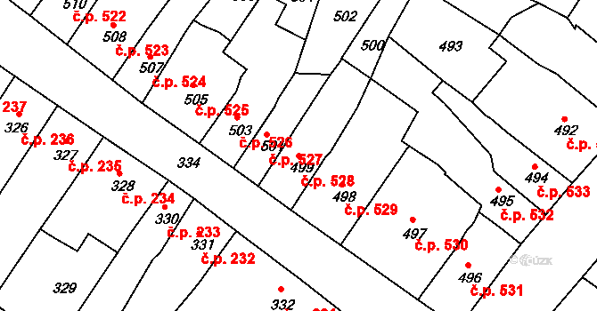 Česká Lípa 528 na parcele st. 499 v KÚ Česká Lípa, Katastrální mapa