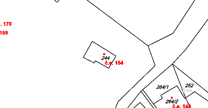 Horákov 154, Mokrá-Horákov na parcele st. 244 v KÚ Horákov, Katastrální mapa