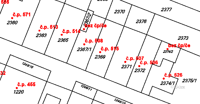 Kuřim 515 na parcele st. 2369 v KÚ Kuřim, Katastrální mapa