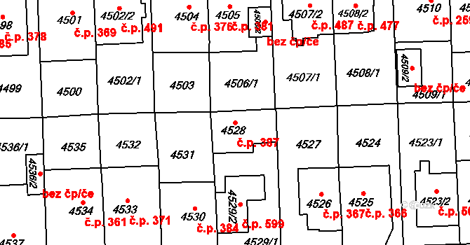 Doudlevce 387, Plzeň na parcele st. 4528 v KÚ Plzeň, Katastrální mapa