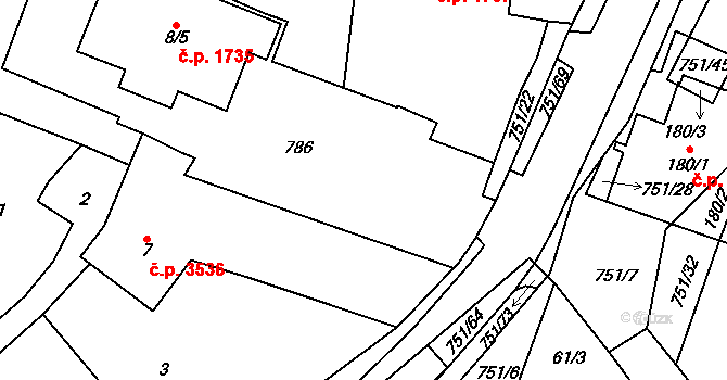 Havlíčkův Brod 1735 na parcele st. 8/5 v KÚ Perknov, Katastrální mapa