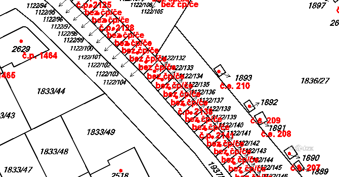 Uničov 2137 na parcele st. 1122/134 v KÚ Uničov, Katastrální mapa