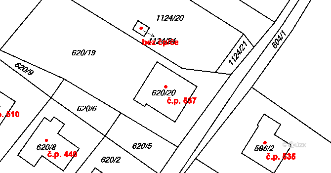Krmelín 537 na parcele st. 620/20 v KÚ Krmelín, Katastrální mapa