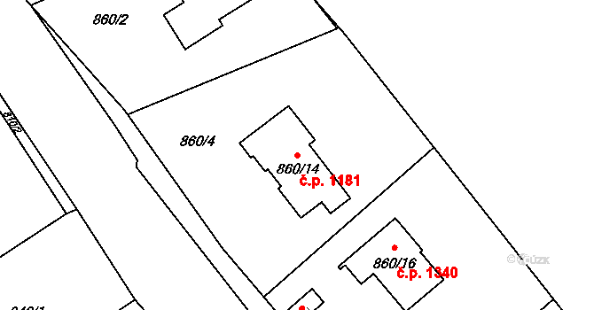Liberec XIV-Ruprechtice 1181, Liberec na parcele st. 860/14 v KÚ Ruprechtice, Katastrální mapa