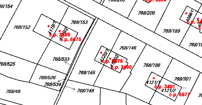 Zlín 6876 na parcele st. 4120/1 v KÚ Zlín, Katastrální mapa