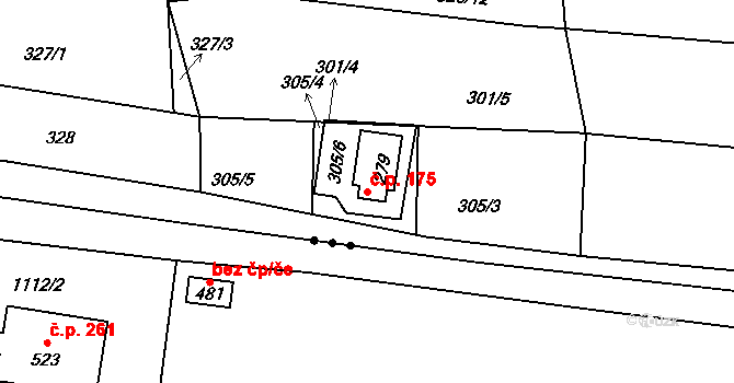 Bradlec 175 na parcele st. 279 v KÚ Bradlec, Katastrální mapa