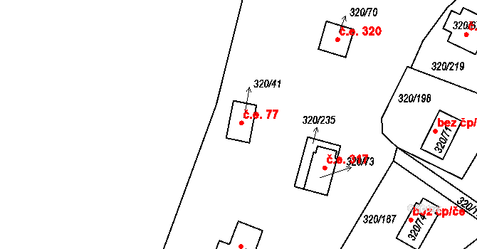 Milná 77, Frymburk na parcele st. 320/41 v KÚ Frymburk, Katastrální mapa