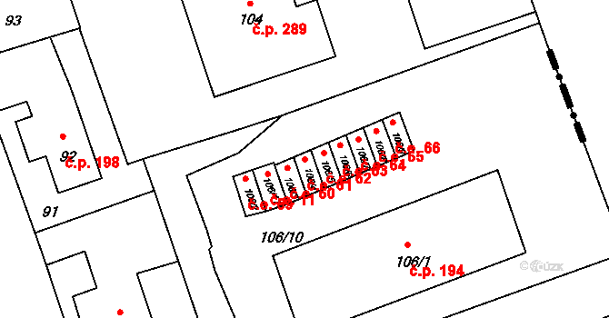 Antonínův Důl 61, Jihlava na parcele st. 106/4 v KÚ Antonínův Důl, Katastrální mapa
