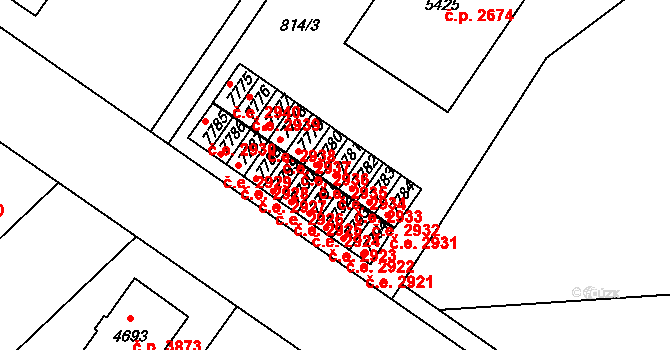Zlín 2934 na parcele st. 7781 v KÚ Zlín, Katastrální mapa