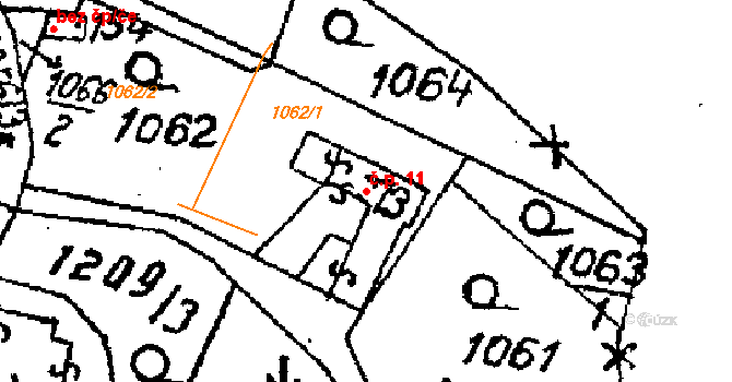 Ostrov 11, Žďárec na parcele st. 73 v KÚ Žďárec, Katastrální mapa