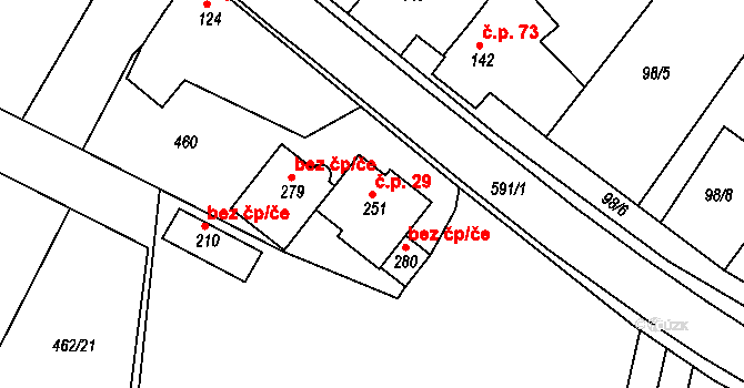 Racková 29 na parcele st. 251 v KÚ Racková, Katastrální mapa