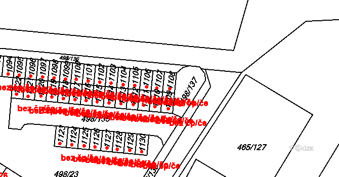 Znojmo 41660757 na parcele st. 1108 v KÚ Přímětice, Katastrální mapa