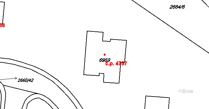 Zlín 4757 na parcele st. 6959 v KÚ Zlín, Katastrální mapa