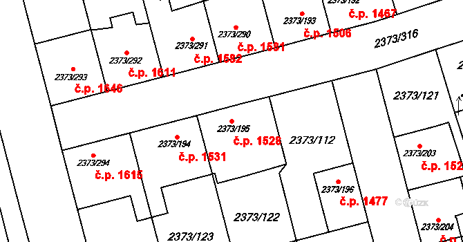 Předměstí 1528, Opava na parcele st. 2373/195 v KÚ Opava-Předměstí, Katastrální mapa